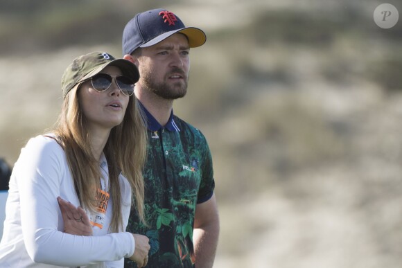 Justin Timberlake et Jessica Biel à l'AT&T Pebble Beach Pro-Am de Spyglass Hill le 11 février 2016 à Pebble Beach.