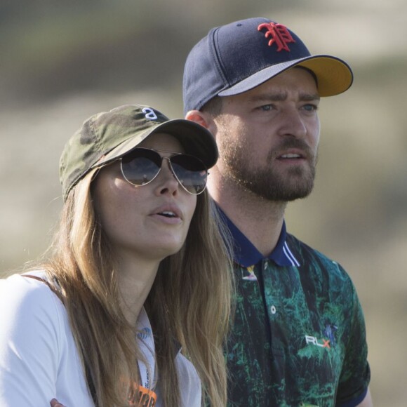 Justin Timberlake et Jessica Biel à l'AT&T Pebble Beach Pro-Am de Spyglass Hill le 11 février 2016 à Pebble Beach.