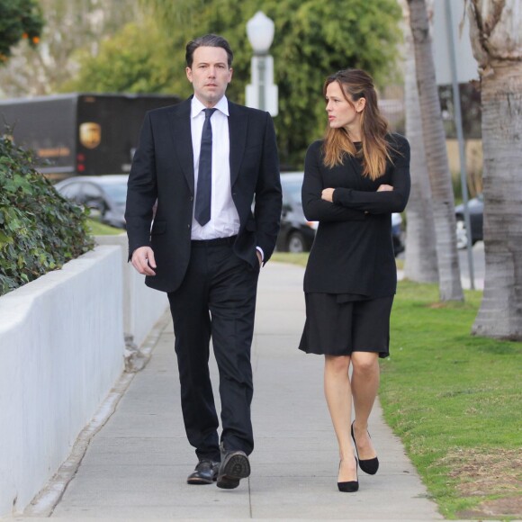 Exclusif - Jennifer Garner et Ben Affleck quittent un enterrement à Los Angeles, le 4 janvier 2016.