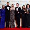 Julie Walters, Domhnall Gleeson, Saoirse Ronan, John Crowley, Finola Dwyer, Amanda Posey, Nick Hornby, Eileen O'Higgins - Press Room lors de la cérémonie des British Academy Film Awards (BAFTA) à Londres, le 14 février 2016.