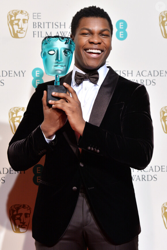 John Boyega - Press Room lors de la cérémonie des British Academy Film Awards (BAFTA) à Londres, le 14 février 2016.
