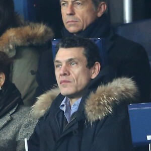 Marc Lavoine lors de la rencontre entre le PSG et Chelsea en 8e de finale de la Ligue des champions, au Parc des Princes à Paris le 16 février 2016 © Cyril Moreau