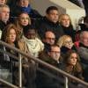 Carlo Ancelotti et sa femme Mariann Auger, l'ancien footballeur Brésilien Ronaldo Luis Nazario de Lima et sa compagne, Adèle Exarchopoulos, Didier Deschamps, Izabel Goulart lors de la rencontre entre le PSG et Chelsea en 8e de finale de la Ligue des champions, au Parc des Princes à Paris le 16 février 2016