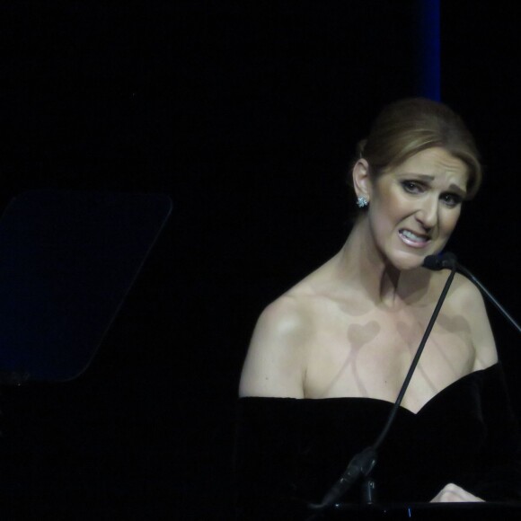 Céline Dion assiste à la cérémonie en hommage à son mari René Angélil, intitulée "Celebration of Life" avec son fils aîné René-Charles au Caesars Palace de Las Vegas le 3 février 2016