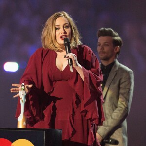 Adele récompensée - Cérémonie des BRIT Awards 2016 à l'O2 Arena à Londres, le 24 février 2016.