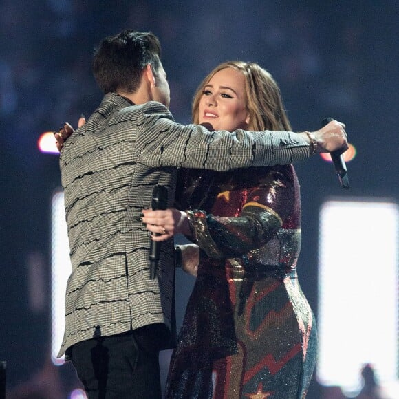 Louis Tomlinson et Adele - Cérémonie des BRIT Awards 2016 à l'O2 Arena à Londres, le 24 février 2016.