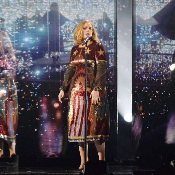 Adele - Cérémonie des BRIT Awards 2016 à l'O2 Arena à Londres, le 24 février 2016.