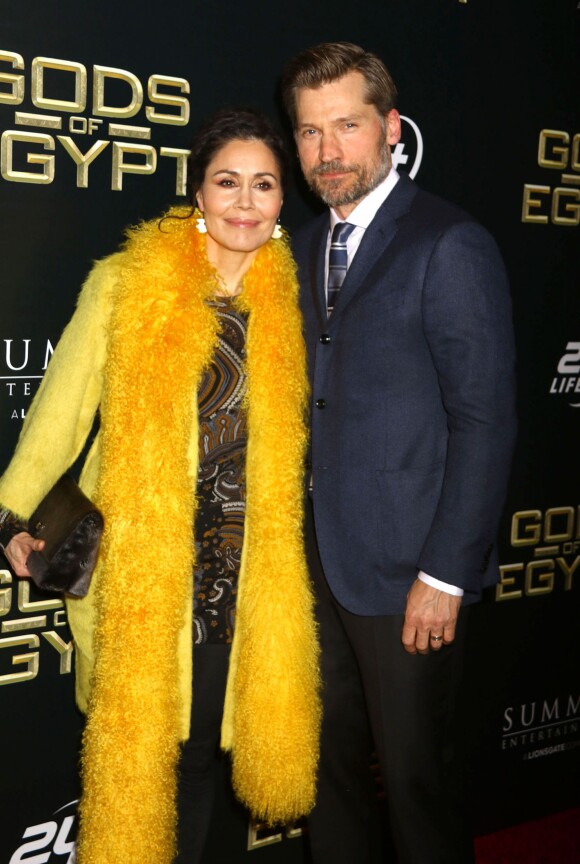 Nikolaj Coster-Waldau et sa femme Nukaaka Coster-Waldau - Avant-première du film "Gods of Egypt" à New York. Le 24 février 2016