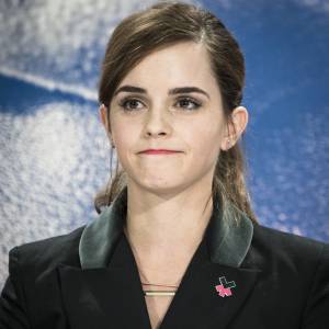 Emma Watson participe à une conférence de presse "UN Women" lors du 45e Forum Economique Mondial de Davos le 23 janvier 2015