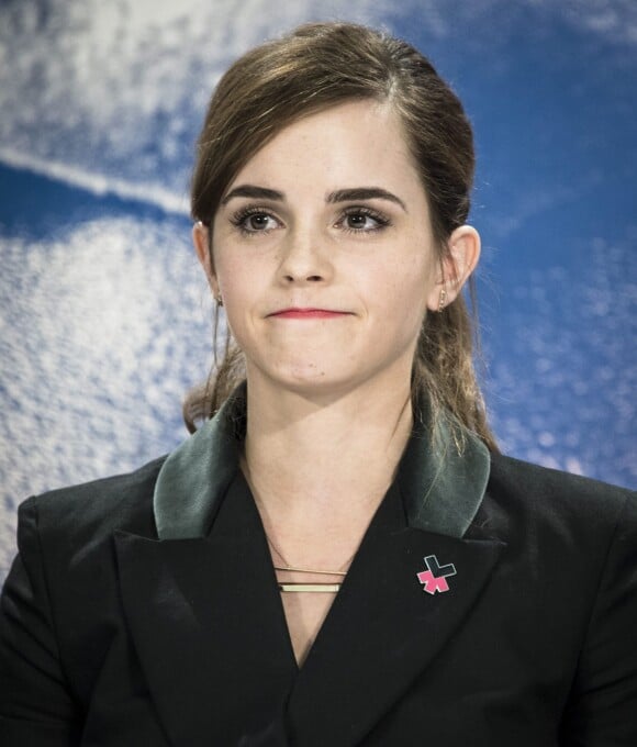 Emma Watson participe à une conférence de presse "UN Women" lors du 45e Forum Economique Mondial de Davos le 23 janvier 2015
