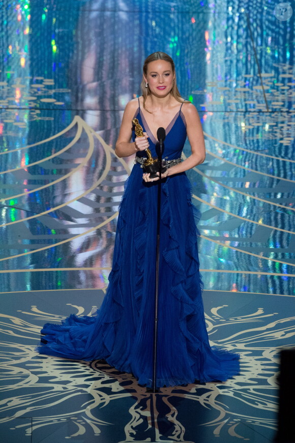 Brie Larson (Oscar de la meilleure actrice pour le film "Room") - Intérieur - 88ème cérémonie des Oscars à Hollywood, le 28 février 2016.