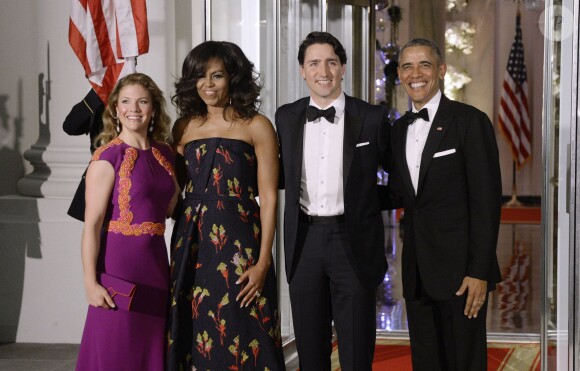 Barack Obama et Michelle Obama, Justin Trudeau et sa femme Sophie Grégoire Trudeau - Dîner d'État, à Washington, le 10 mars 2016