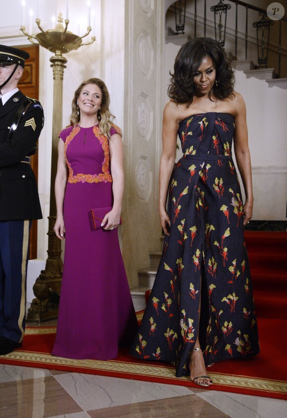 Michelle Obama et Sophie Grégoire Trudeau - Dîner d'État, à Washington, le 10 mars 2016
