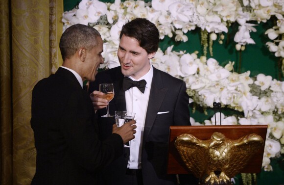 Barack Obama et Justin Trudeau - Dîner d'État, à Washington, le 10 mars 2016