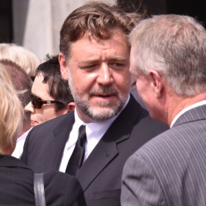Russell Crowe aux obsèques de son cousin Martin Crowe, décédé à l'âge de 53 ans, à Auckland en Nouvelle-Zélande, le 11 mars 2016.