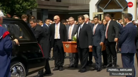 Funérailles de Martin Crowe, cousin de Russell Crowe, à Auckland, le 11 mars 2016.