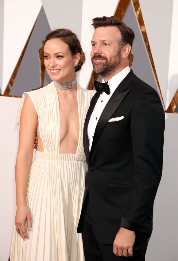 Olivia Wilde et son compagnon Jason Sudeikis - Arrivées à la 88e cérémonie des Oscars à Los Angeles le 28 février 2016.