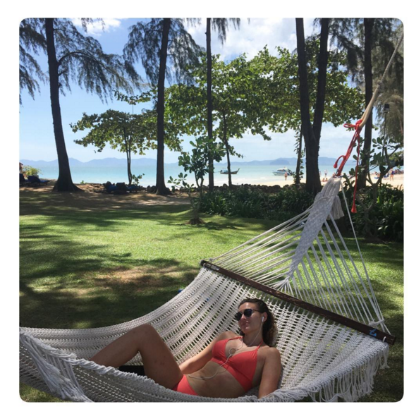 Rachel Legrain-Trapani et son mari le footballeur Aurélien Capoue en voyage en amoureux en Thaïlande. Février-mars 2016.