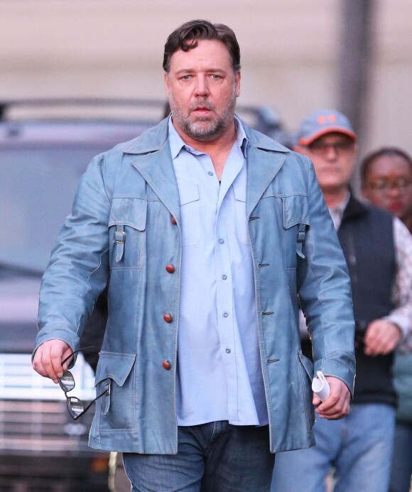 Exclusif - Ryan Gosling et Russell Crowe sur le tournage du film " The Nice guys " à Los Angeles le 30 janvier 2015