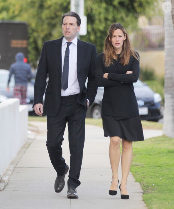 Exclusif - Jennifer Garner et Ben Affleck quittent un enterrement à Los Angeles, le 4 janvier 2016.