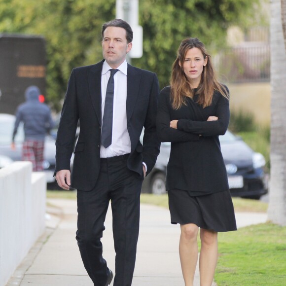 Exclusif - Jennifer Garner et Ben Affleck quittent un enterrement à Los Angeles, le 4 janvier 2016.