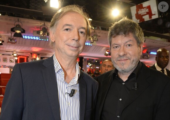 Philippe Chevallier et Régis Laspales - Enregistrement de l'émission "Vivement Dimanche" à Paris le 21 octobre 2015.