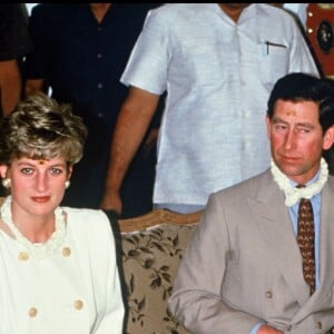La princesse Diana (Lady Di) et le prince Charles en visite officielle en Inde le 12 février 1992.