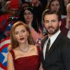 Scarlett Johansson enceinte et Chris Evans - Première du film "Captain America" à Londres, le 20 mars 2014. Celebrities attending the Captain America Premiere at Westfield in London. 20 March 2014.20/03