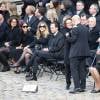 Micheline Pelletier, veuve d'Alain Decaux, et sa famille lors des obsèques nationales d'Alain Decaux à l'Hôtel national des Invalides le 4 avril 2016, à Paris. © Cyril Moreau/Bestimage