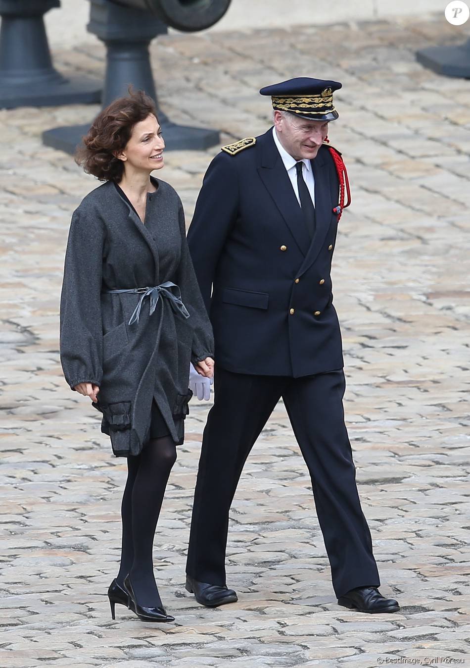 Audrey Azoulay et le préfet de Paris Michel Cadot lors des obsèques