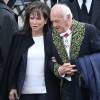 Anne Sinclair et son compagnon Pierre Nora lors des obsèques nationales d'Alain Decaux à l'Hôtel national des Invalides le 4 avril 2016. © Cyril Moreau/Bestimage