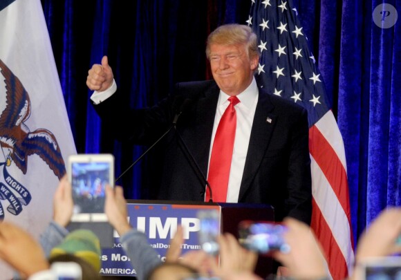 Donald Trump en meeting à Des Moines dans l'Iowa le 1er février 2016.