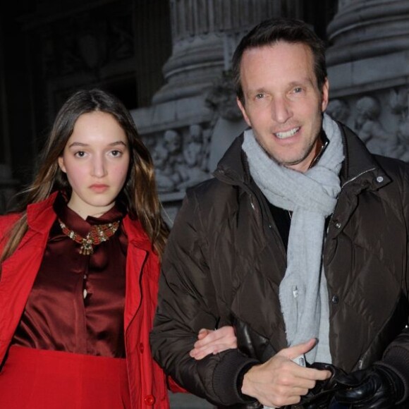 Stéphane Rotenberg au défilé Vanessa Bruno avec sa fille Emma, à Paris, le 1er mars 2013.