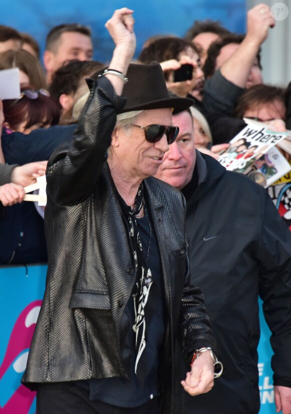 Keith Richards au vernissage de l'exposition "Exhibitionism" consacrée aux Rolling Stones à la Saatchi Gallery de Londres le 4 avril 2016. © CPA / Bestimage