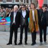 Charlie Watts, Ronnie Wood, Mick Jagger, Keith Richards au vernissage de l'exposition "Exhibitionism" consacrée aux Rolling Stones à la Saatchi Gallery de Londres, le 4 avril 2016.
