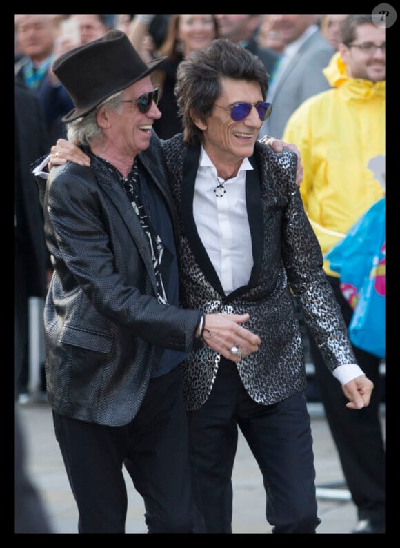 Les Rolling Stones (Charlie Watts, Ron Wood, Mick Jagger et Keith Richards) arrivent à la soirée en l'honneur des Rolling Stones à Londres le 4 avril 2016. © Stephen Lock/i-Images via ZUMA Wire / Bestimage