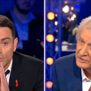 Yann Moix et Patrick Sébastien dans On n'est pas couché sur France 2, le samedi 2 avril 2016.