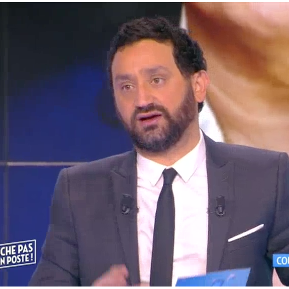 L'animateur Cyril Hanouna revient sur les accusations disant que des propos de Patrick Sébastien ont été coupés au montage dans "On n'est pas couché". Emission "Touche pas à mon poste" sur D8, le 6 avril 2016.