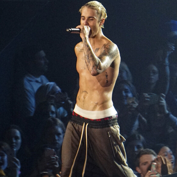 Justin Bieber en concert à Seattle le 9 mars 2016.