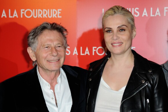 Emmanuelle Seigner et Roman Polanski lors de la première du film La Vénus à la fourrure à Paris le 4 novembre 2013.