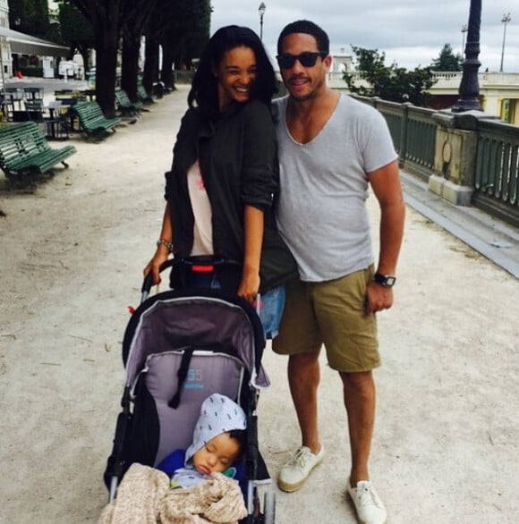 JoeyStarr en vacances à Pau avec sa compagne et leur fils Marcello, en juillet 2015