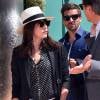 Nolwenn Leroy et son compagnon Arnaud Clément avec Lionel Chamoulaud au Monte-Carlo Country Club lors des demi-finales du Monte-Carlo Rolex Masters, le 16 avril 2016 à Roquebrune-Cap-Martin © Bruno Bebert / Bestimage