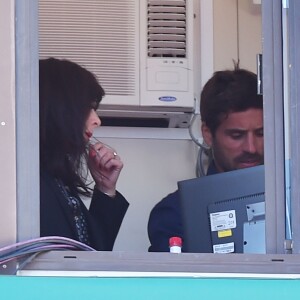 Nolwenn Leroy avec son compagnon Arnaud Clément en cabine des commentateurs lors des demi-finales du Monte-Carlo Rolex Masters, le 16 avril 2016 au Monte-Carlo Country Club à Roquebrune-Cap-Martin © Bruno Bebert / Bestimage