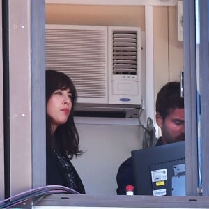 Nolwenn Leroy avec son compagnon Arnaud Clément en cabine des commentateurs lors des demi-finales du Monte-Carlo Rolex Masters, le 16 avril 2016 au Monte-Carlo Country Club à Roquebrune-Cap-Martin © Bruno Bebert / Bestimage