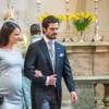 Le prince Carl Philip et la princesse Sofia de Suède, enceinte de leur premier enfant, le 3 mars 2016 à Stockholm lors de la messe au lendemain de la naissance du prince Oscar.