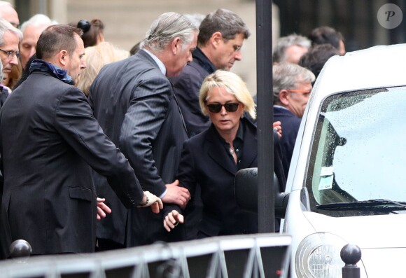 Claude Chirac aux obsèques de sa soeur Laurence à Paris le 16 avril 2016