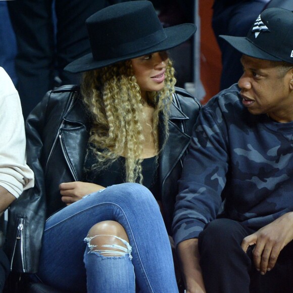 Beyoncé et Jay Z au Staples Center à Los Angeles, le 3 mars 2016.