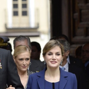 Le roi Felipe IV et la reine Letizia d'Espagne remettaient le 23 avril 2016 à l'Université Alcala de Henares à Madrid le prix de littérature Miguel de Cervantes 2015 à l'écrivain mexicain Fernando del Paso.