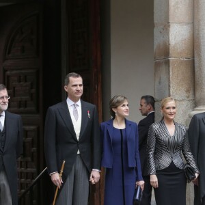 Le roi Felipe IV et la reine Letizia d'Espagne remettaient le 23 avril 2016 à l'Université Alcala de Henares à Madrid le prix de littérature Miguel de Cervantes 2015 à l'écrivain mexicain Fernando del Paso.