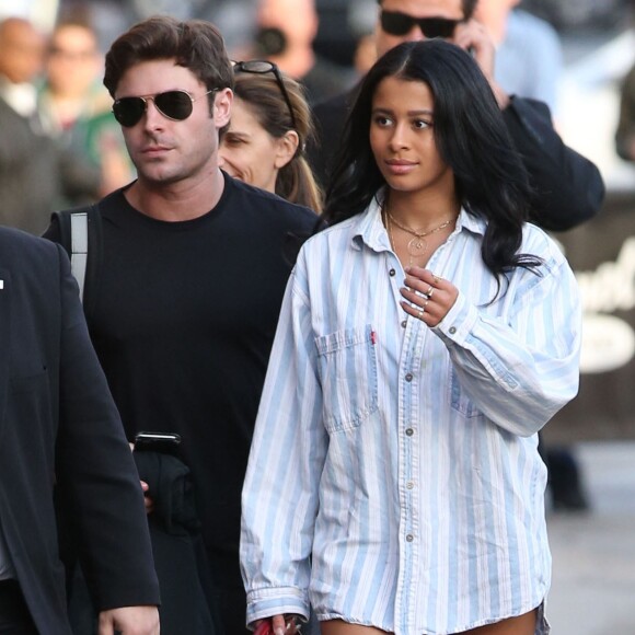 Zac Efron et sa petite-amie Sami Miro - Arrivée des people dans les studios de l'émission "Jimmy Kimmel Live!" à Hollywood, le 21 janvier 2016.